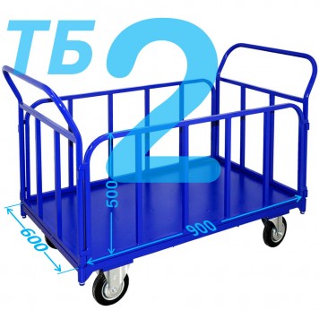 Тележка платформенная с трубчатыми бортами ТБ 2 (г/п 300-550 кг, 600х900 мм, колёса на выбор) Тележка платформенная с трубчатыми бортами ТБ 2 (г/п 300-550 кг, 600х900 мм, колёса на выбор)-0