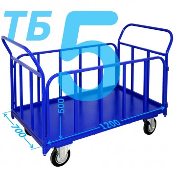 Тележка платформенная с трубчатыми бортами ТБ 5 (г/п 300-550 кг, 700х1200 мм, колёса на выбор)-0