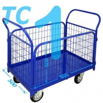 Тележка платформенная с сетчатыми бортами ТС 1 (г/п 300-550 кг, 500х800 мм, колёса на выбор) Тележка платформенная с сетчатыми бортами ТС 1 (г/п 300-550 кг, 500х800 мм, колёса на выбор)-0