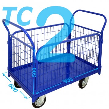Тележка платформенная с сетчатыми бортами ТС 2 (г/п 300-550 кг, 600х900 мм, колёса на выбор)-0