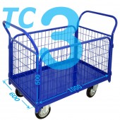 Тележка платформенная с сетчатыми бортами ТС 3 (г/п 300-550 кг, 600х1000 мм, колёса на выбор)