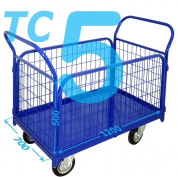 Тележка платформенная с сетчатыми бортами ТС 5 (г/п 300-550 кг, 700х1200 мм, колёса на выбор) Тележка платформенная с сетчатыми бортами ТС 5 (г/п 300-550 кг, 700х1200 мм, колёса на выбор)-0