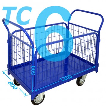Тележка платформенная с сетчатыми бортами ТС 6 (г/п 300-550 кг, 800х1200 мм, колёса на выбор) Тележка платформенная с сетчатыми бортами ТС 6 (г/п 300-550 кг, 800х1200 мм, колёса на выбор)-0