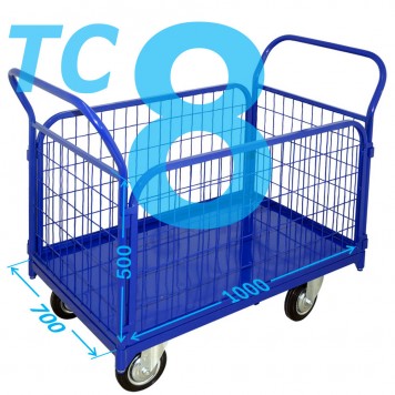 Тележка платформенная с сетчатыми бортами ТС 8 (г/п 300-550 кг, 700х1000 мм, колёса на выбор) Тележка платформенная с сетчатыми бортами ТС 8 (г/п 300-550 кг, 700х1000 мм, колёса на выбор)-0