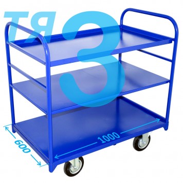 Тележка платформенная трехъярусная ТЯ 3 (г/п 300-550 кг, 600х1000 мм, колёса на выбор)-0