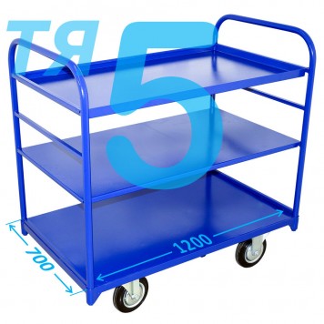 Тележка платформенная трехъярусная ТЯ 5 (г/п 300-550 кг, 700х1200 мм, колёса на выбор) Тележка платформенная трехъярусная ТЯ 5 (г/п 300-550 кг, 700х1200 мм, колёса на выбор)-0