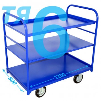 Тележка платформенная трехъярусная ТЯ 6 (г/п 300-550 кг, 800х1200 мм, колёса на выбор)-0