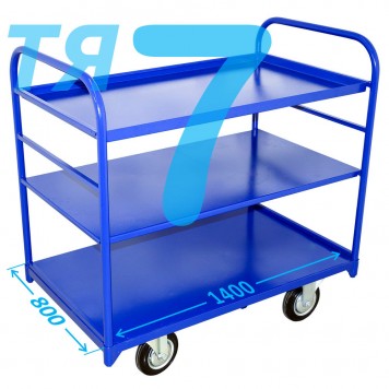 Тележка платформенная трехъярусная ТЯ 7 (г/п 300-550 кг, 800х1400 мм, колёса на выбор) Тележка платформенная трехъярусная ТЯ 7 (г/п 300-550 кг, 800х1400 мм, колёса на выбор)-0