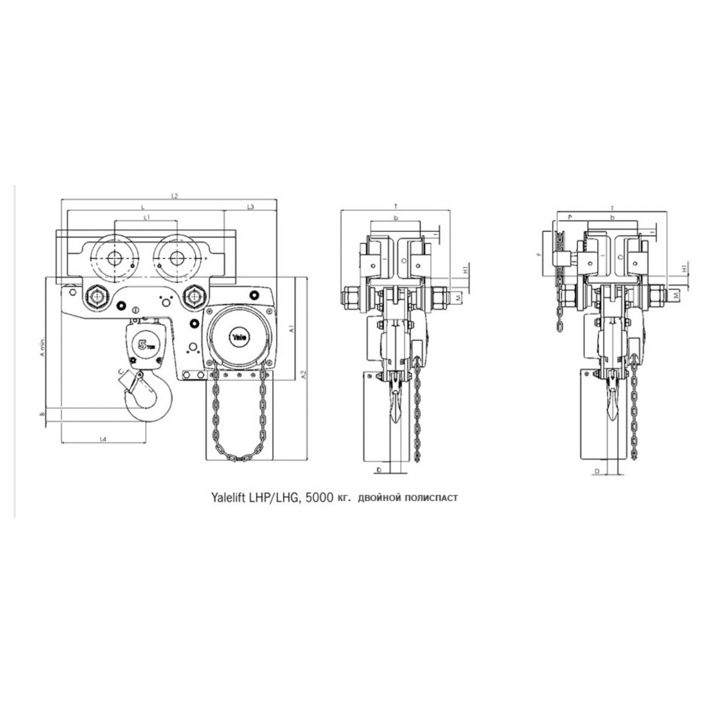 Таль цепная ручная Yalelift LHG 10000 ATEX (10 т) с приводной крантележкой