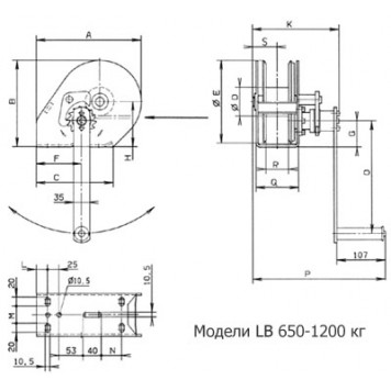 Лебедка ручная барабанная оцинкованная PFAFF SW K-LB 1200 VZ (г\п 1200 кг, без каната)-1