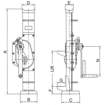 Домкрат реечный Pfaff-silberblau, модель STW-F 100 с фиксированным подхватом-1