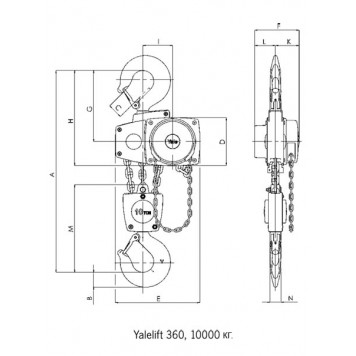 Таль ручная цепная Yalelift 360 CR 10000 (10 т), антикоррозийное исполнение Таль ручная цепная Yalelift 360 CR 10000 (10 т), антикоррозийное исполнение-1