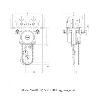 Таль ручная цепная Yalelift ITP 1000 (1 т) с крантележкой без привода Таль ручная цепная Yalelift ITP 1000 (1 т) с крантележкой без привода-1