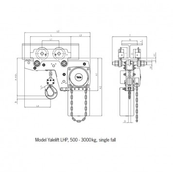 Таль цепная ручная Yalelift LHP 500 (500 кг) на крантележке без привода Таль цепная ручная Yalelift LHP 500 (500 кг) на крантележке без привода-1