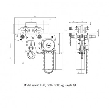 Таль цепная ручная Yalelift LHG 500 (500 кг) с приводной крантележкой Таль цепная ручная Yalelift LHG 500 (500 кг) с приводной крантележкой-1