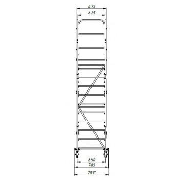 Передвижная лестница с платформой ЛР 10.1 (десять ступеней, один лестничный марш)-2