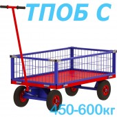 Тележка платформенная с поворотной осью ТПОБ 2С (г/п 450-600 кг, 600х900 мм, колеса на выбор)