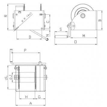 Лебедка ручная настенная PFAFF SW-W SGO с червячной передачей 1000 кг (без каната)-1