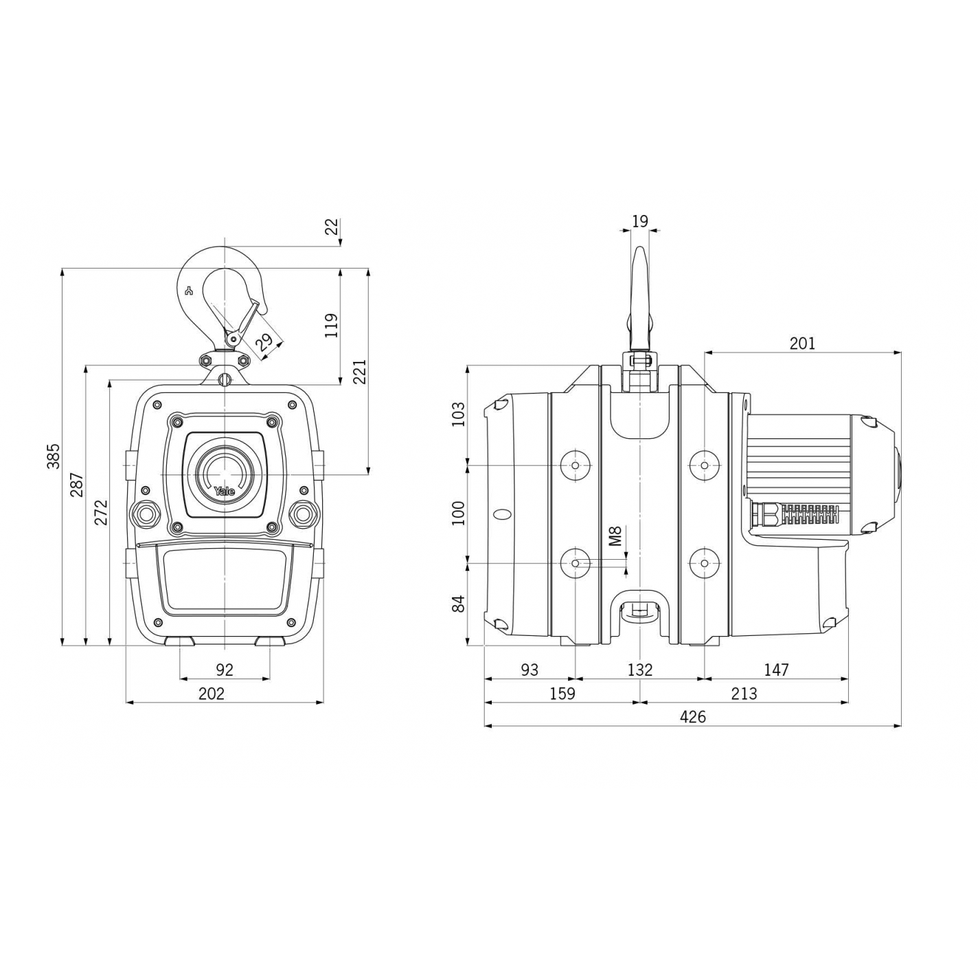 Лебедка электрическая проходная Yale YaleMtrac YMT 5-5 (г/п 500кг ...