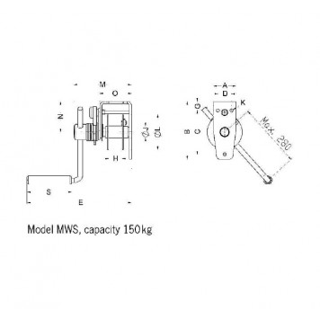 Лебедка ручная барабанная настенная PFAFF MWS 150 кг (без каната) Лебедка ручная барабанная настенная PFAFF MWS 150 кг (без каната)-1