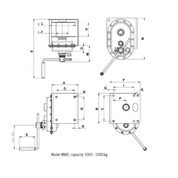 Лебедка ручная барабанная настенная PFAFF MWS 1500 кг (без каната) Лебедка ручная барабанная настенная PFAFF MWS 1500 кг (без каната)-1